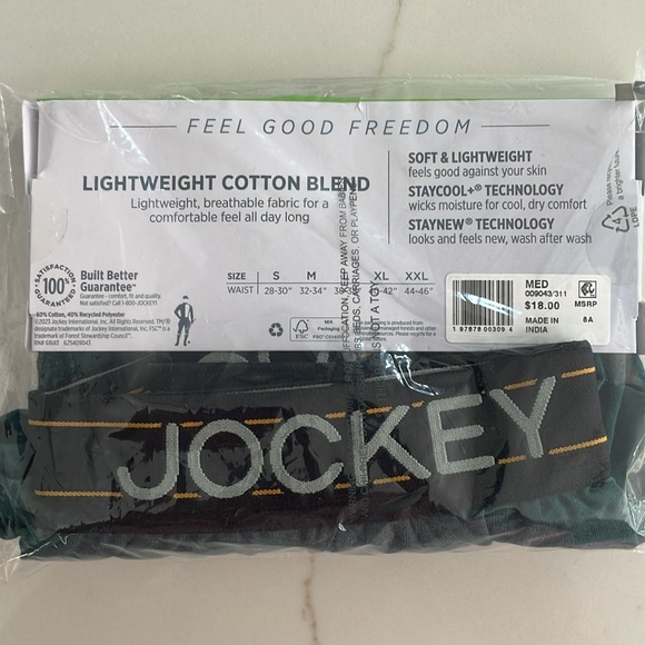 New Men’s Medium, Jockey cotton 5” Activeblend knit boxer in cactus pine - Picture 2 of 5